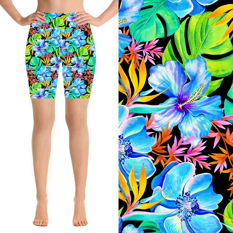 24/7 Biker Shorts - Tropical Flowers