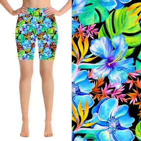 24/7 Biker Shorts - Tropical Flowers