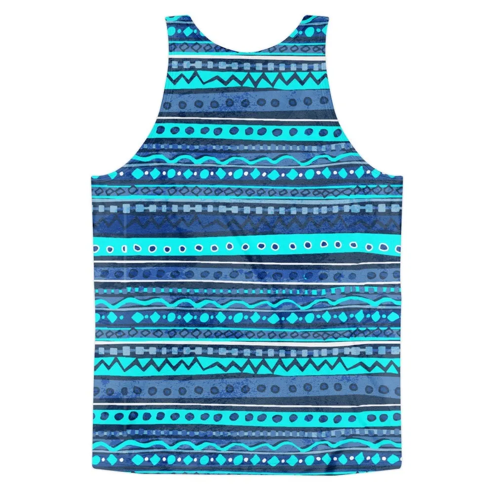 65 MCMLXV Men's Blue Batik Stripe Tank Top