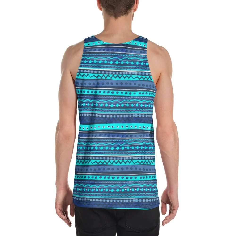 65 MCMLXV Men's Blue Batik Stripe Tank Top