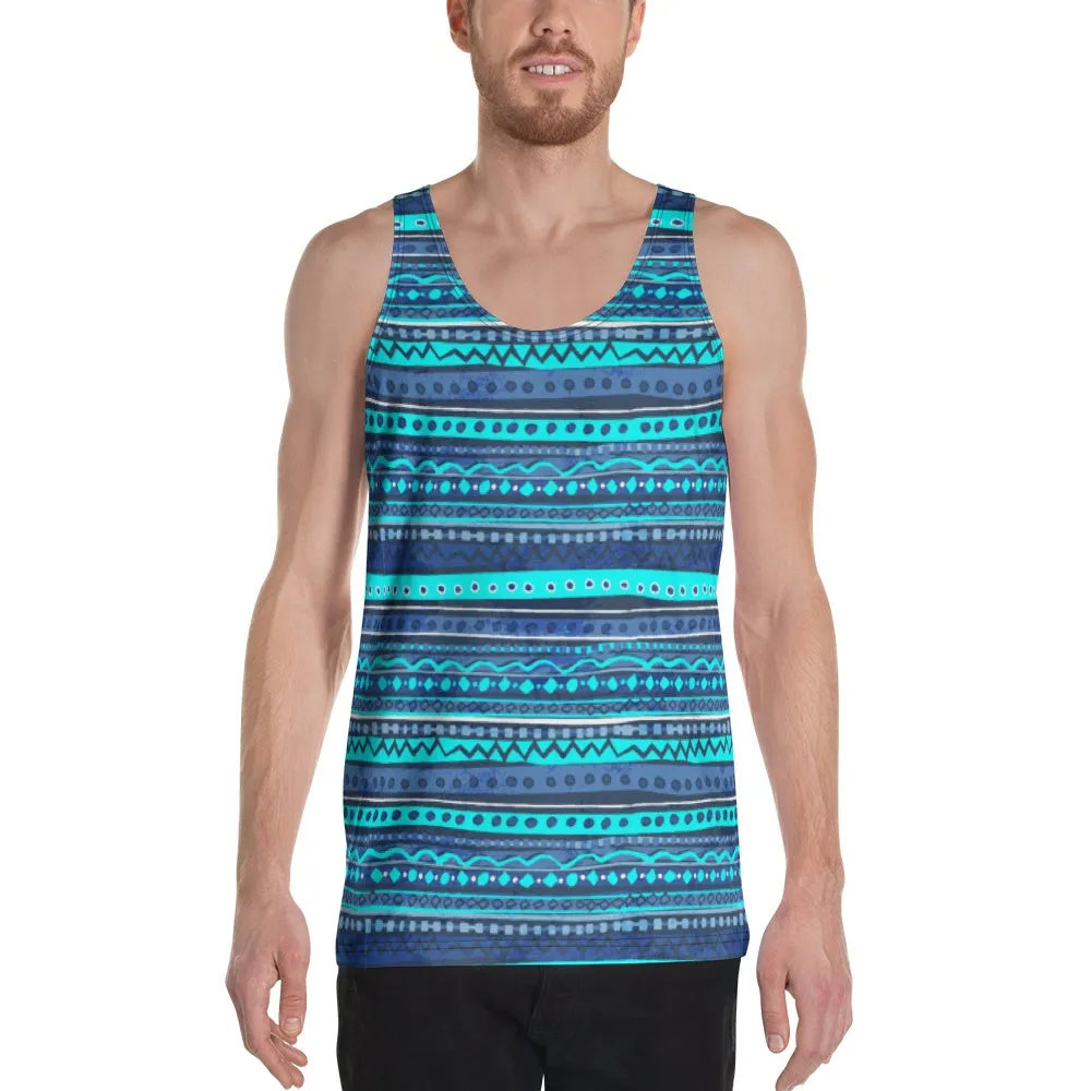 65 MCMLXV Men's Blue Batik Stripe Tank Top
