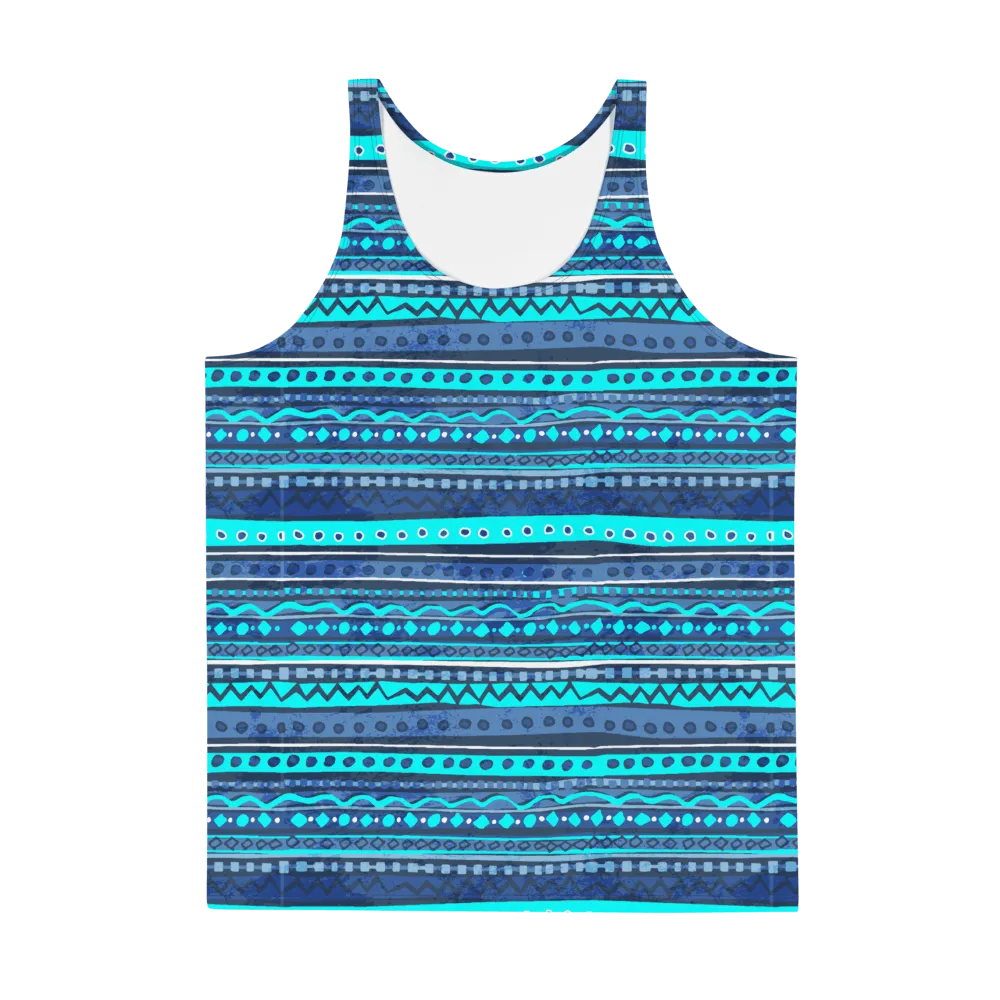 65 MCMLXV Men's Blue Batik Stripe Tank Top