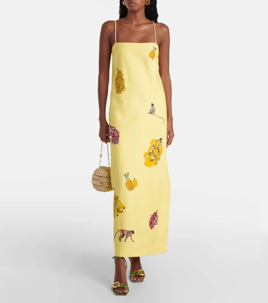 Alemais Diamond Dancer linen-blend midi dress