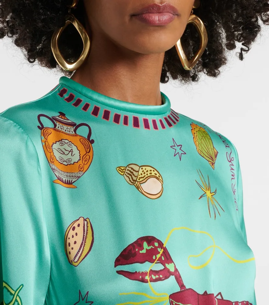 Al√É¬©mais Surrealist silk midi dress