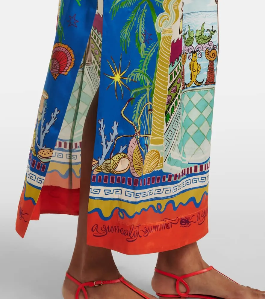 Al√É¬©mais Surrealist silk midi dress