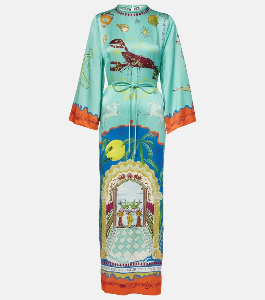 Al√É¬©mais Surrealist silk midi dress