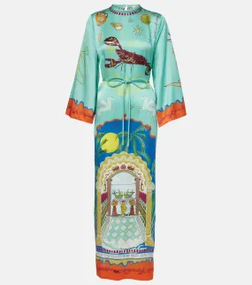 Al√É¬©mais Surrealist silk midi dress