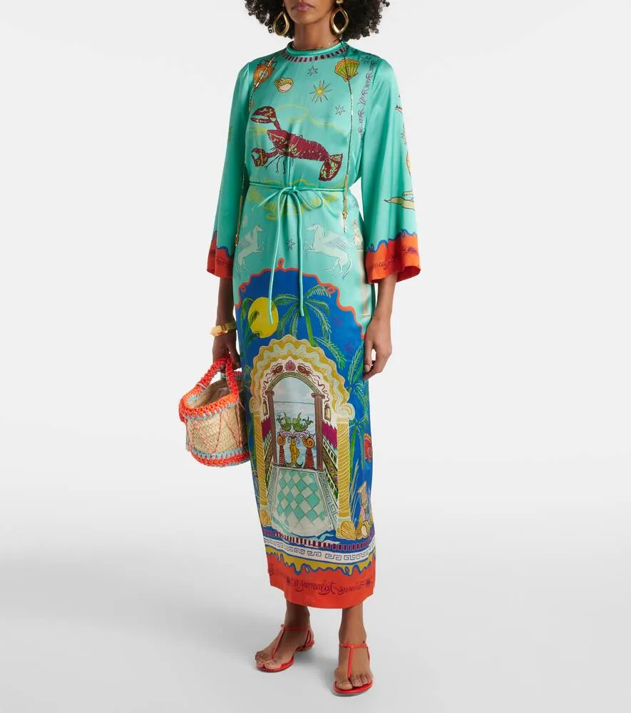 Al√É¬©mais Surrealist silk midi dress
