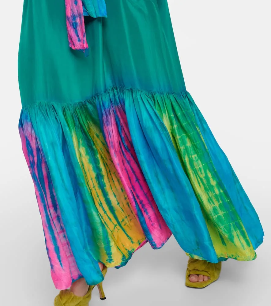 Anna Kosturova Tie-dye printed silk maxi dress
