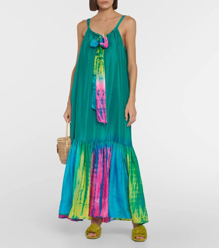 Anna Kosturova Tie-dye printed silk maxi dress