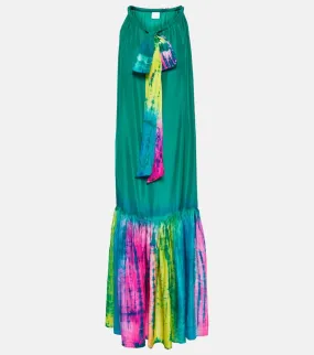 Anna Kosturova Tie-dye printed silk maxi dress