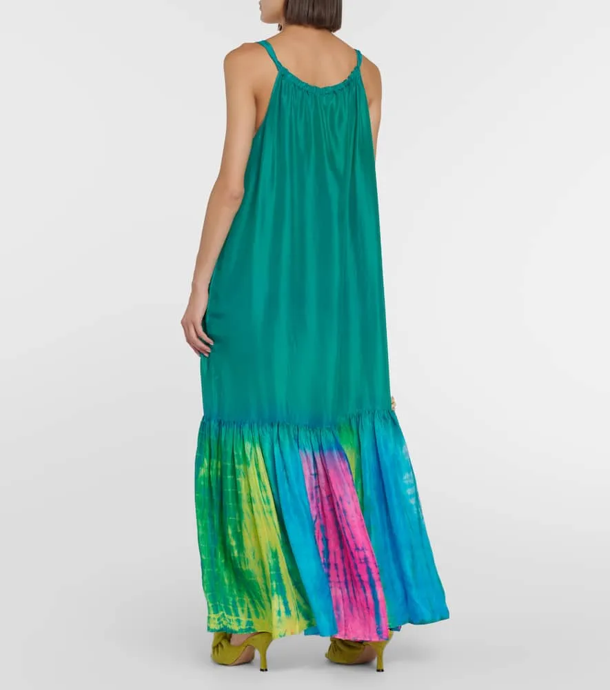 Anna Kosturova Tie-dye printed silk maxi dress