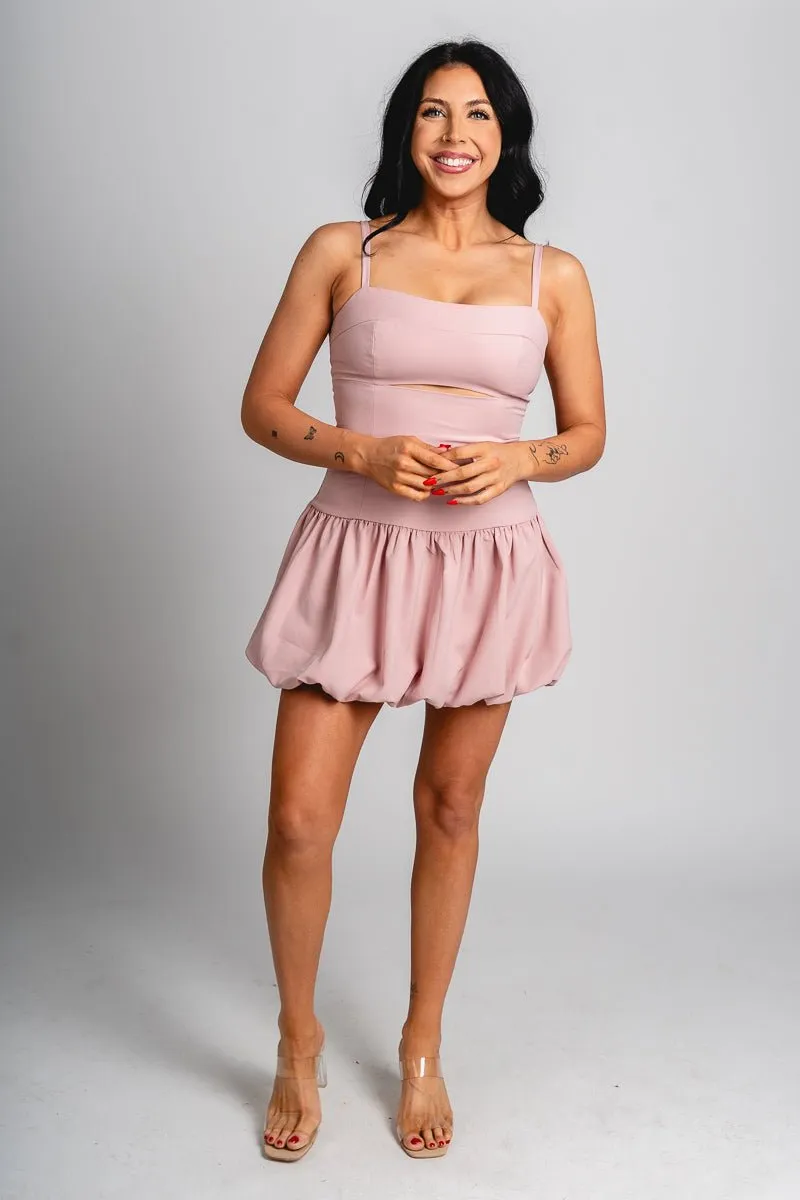 Balloon skirt dress baby pink