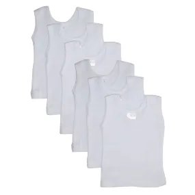 Bambini White Cotton Tank Top 6 Pack