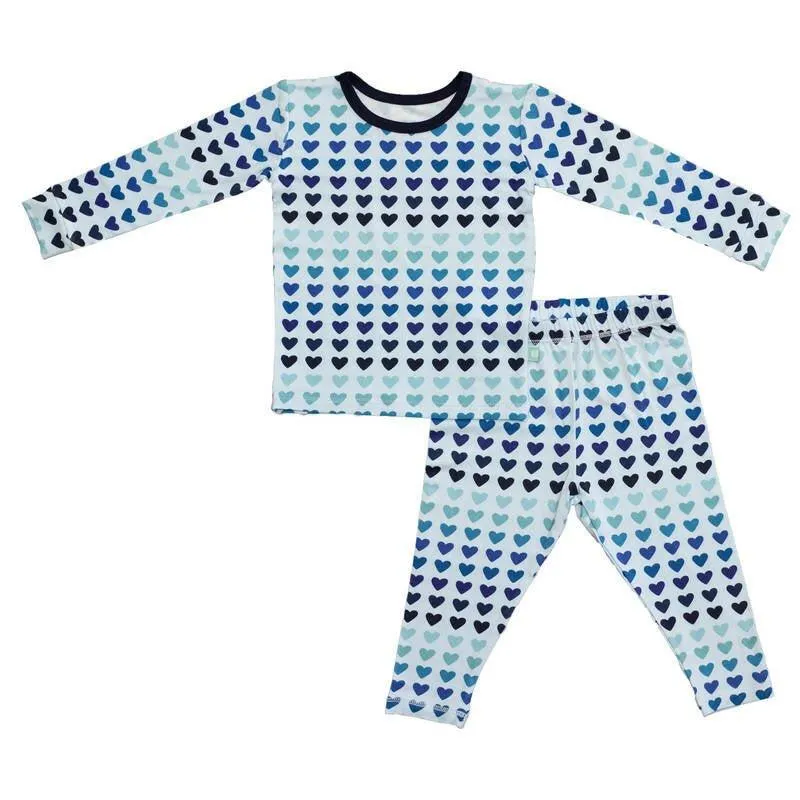 Bamboo Long Sleeve Pajama Set - Blue Ombre Hearts