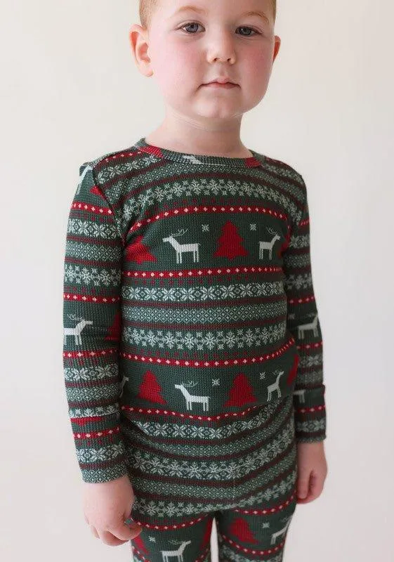 Bamboo Long Sleeve Pajama Set - Holiday Fair Isle (Deer)