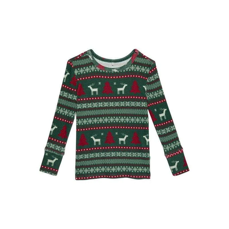 Bamboo Long Sleeve Pajama Set - Holiday Fair Isle (Deer)