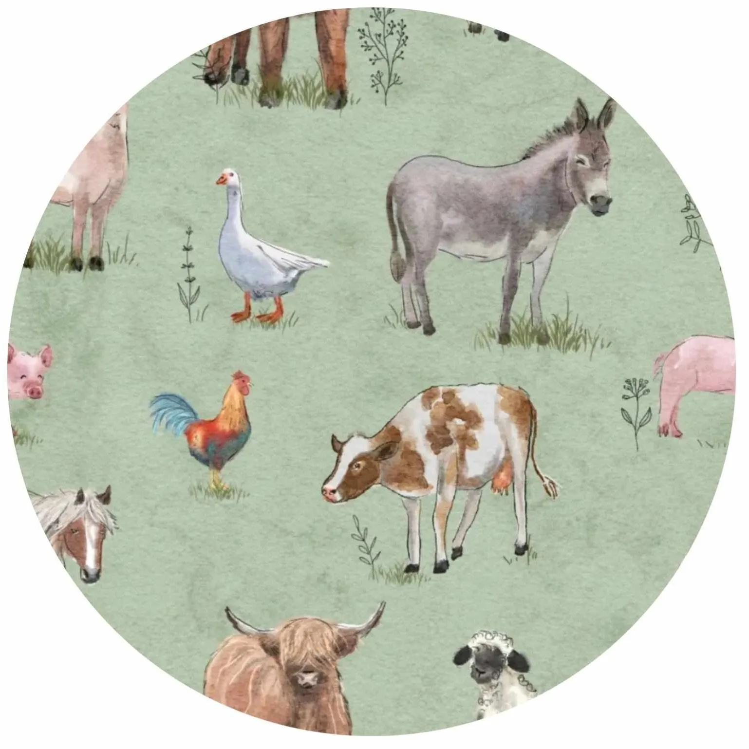 Bamboo Two-Piece Pajama Set-Unisex Farm Animal Print
