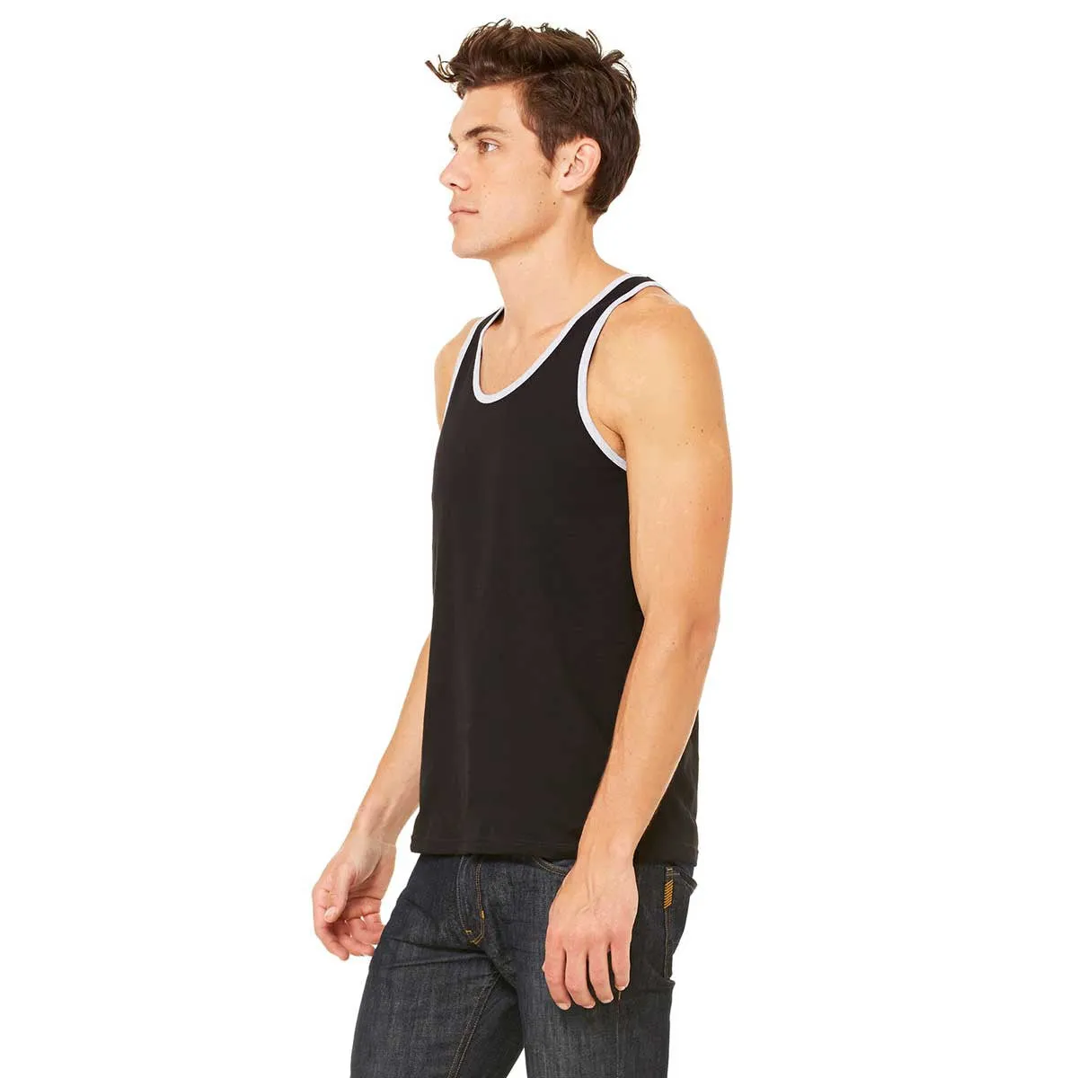 Bella   Canvas Unisex Black/Athletic Heather Jersey Tank