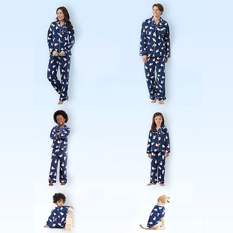Blue Christmas Pajamas For Family