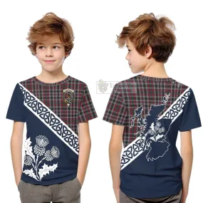 Borthwick Tartan Kid T-Shirt Featuring Thistle and Scotland Map