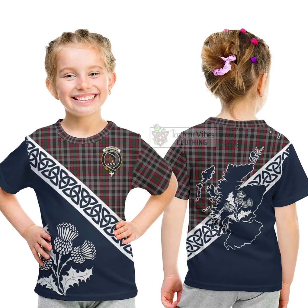 Borthwick Tartan Kid T-Shirt Featuring Thistle and Scotland Map