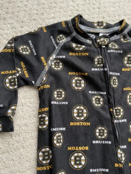 Boston Bruin footed pajamas, flannel, Kids 9 Month (6-9M)
