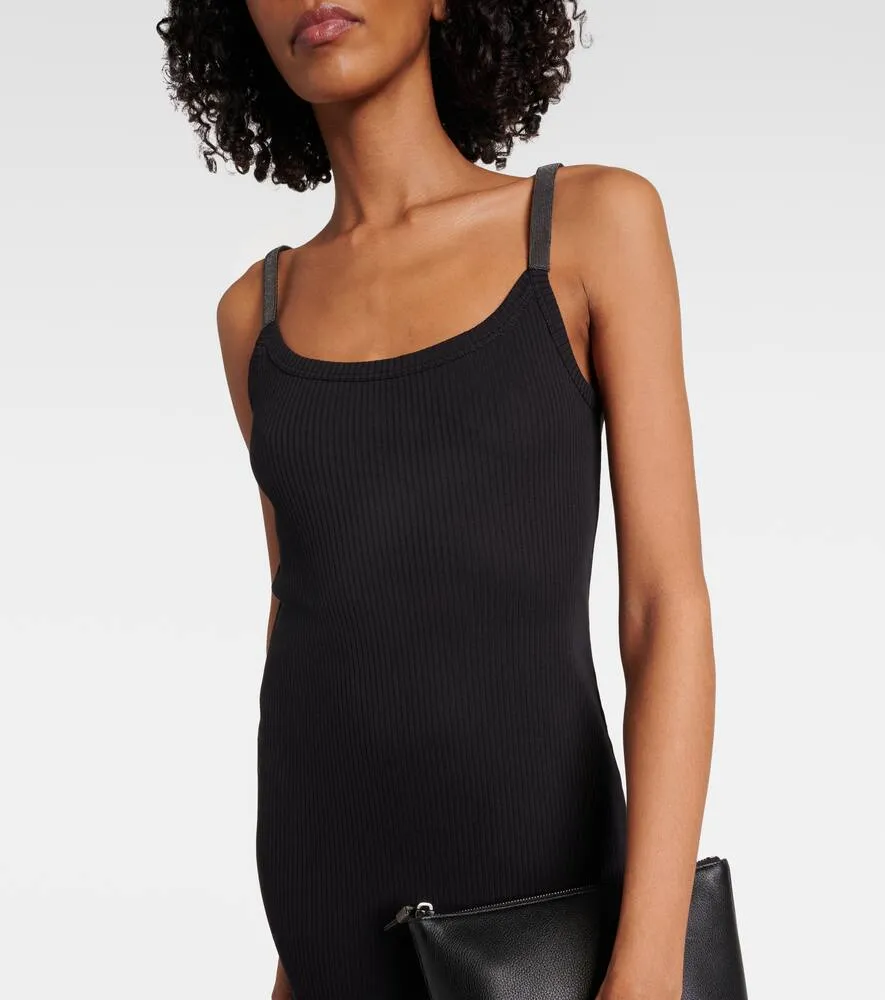 Brunello Cucinelli Monili cotton-blend jersey midi dress