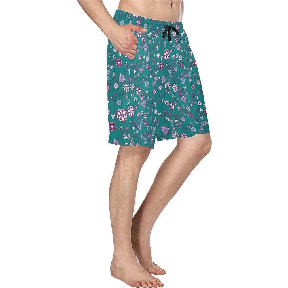 Burgundy Bloom Men's Casual Shorts