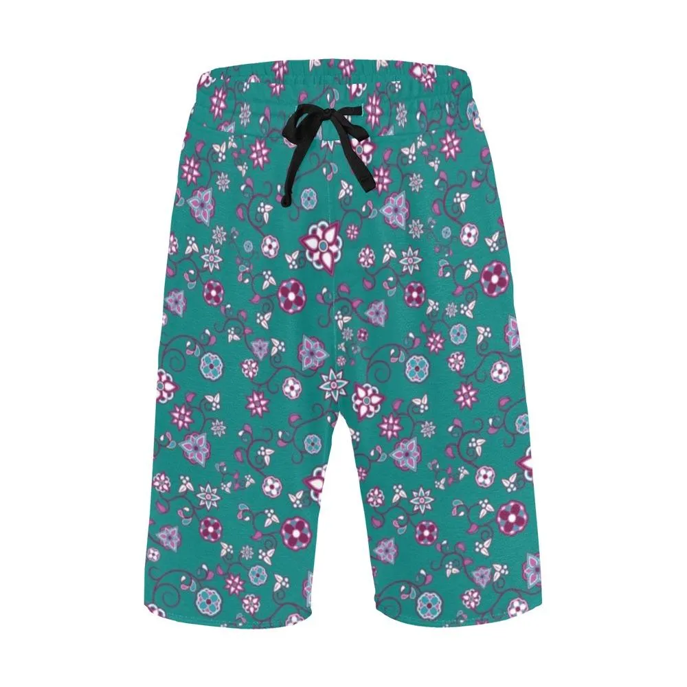Burgundy Bloom Men's Casual Shorts