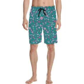 Burgundy Bloom Men's Casual Shorts