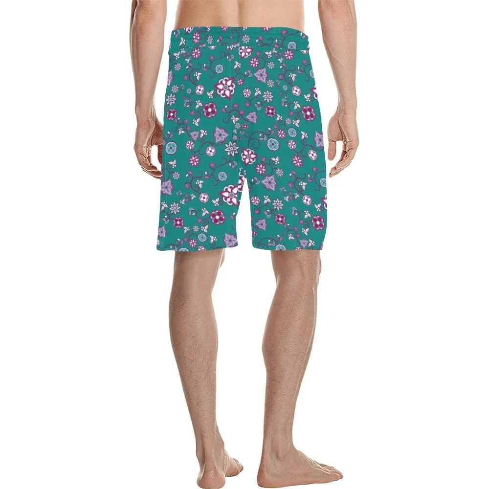Burgundy Bloom Men's Casual Shorts