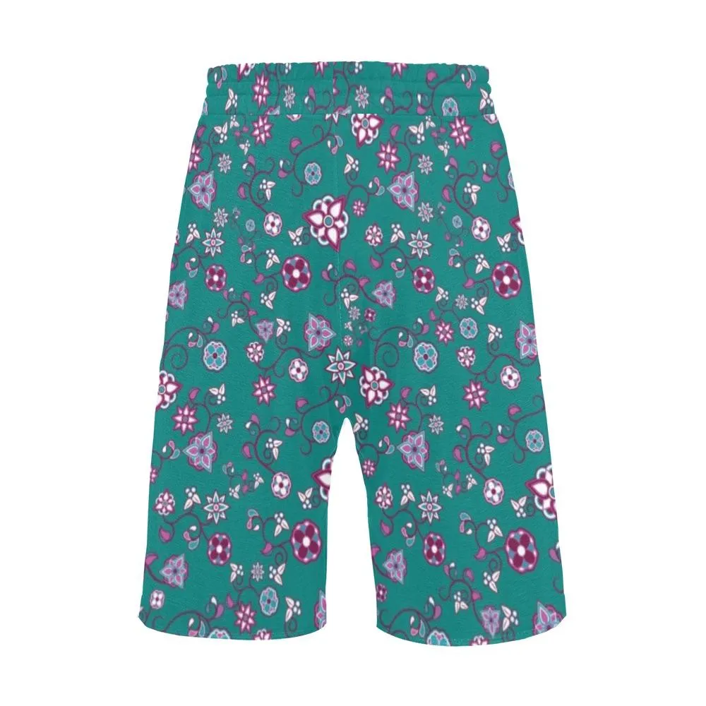 Burgundy Bloom Men's Casual Shorts