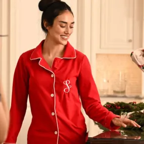 Button Down Pajamas - Solid Red Holiday Lounge PREORDER