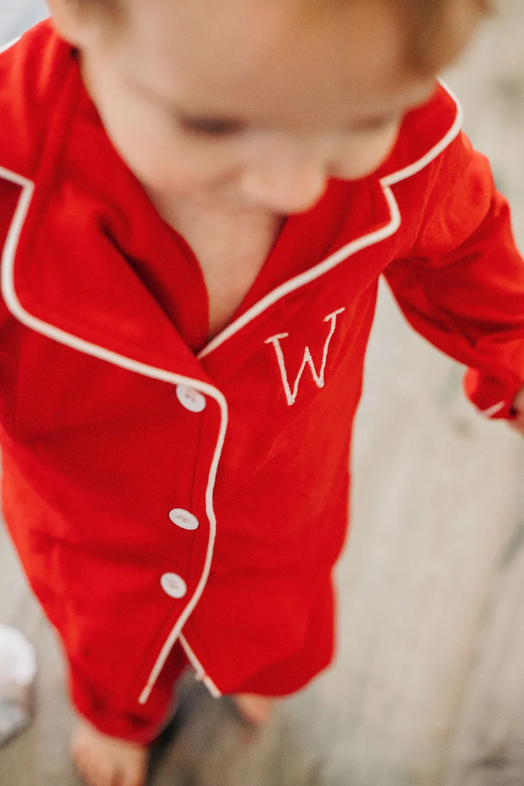 Button Down Pajamas - Solid Red Holiday Lounge PREORDER