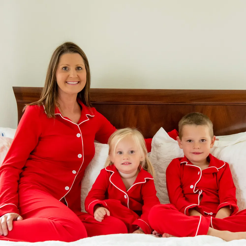 Button Down Pajamas - Solid Red Holiday Lounge PREORDER