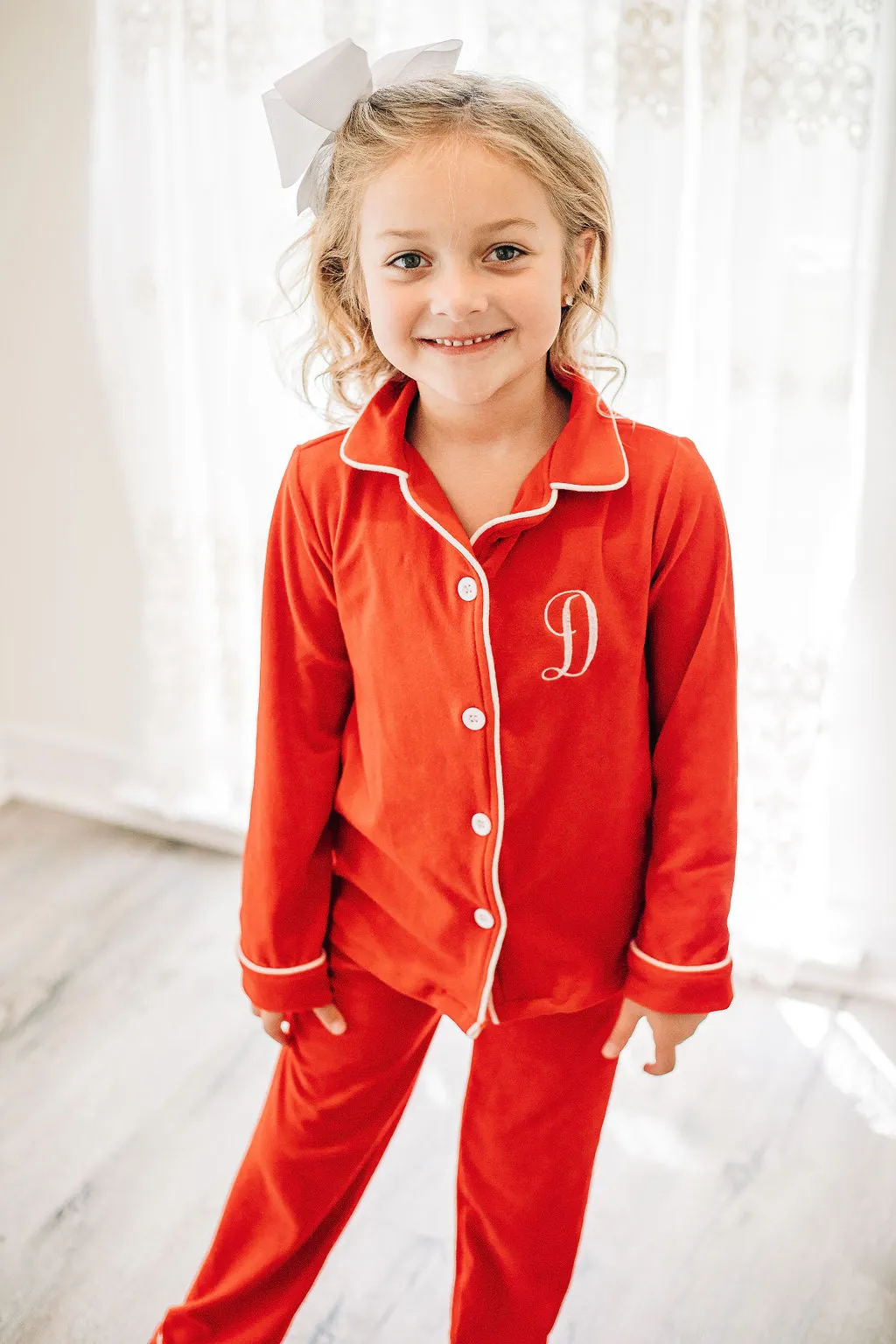Button Down Pajamas - Solid Red Holiday Lounge PREORDER