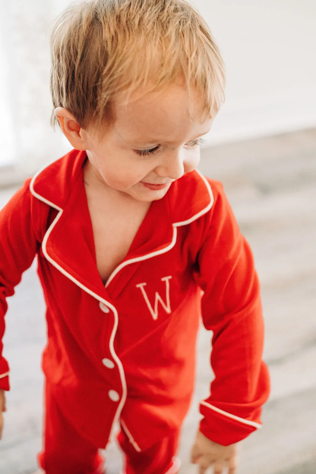 Button Down Pajamas - Solid Red Holiday Lounge PREORDER