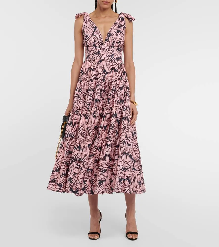 Carolina Herrera Tiered cotton-blend midi dress