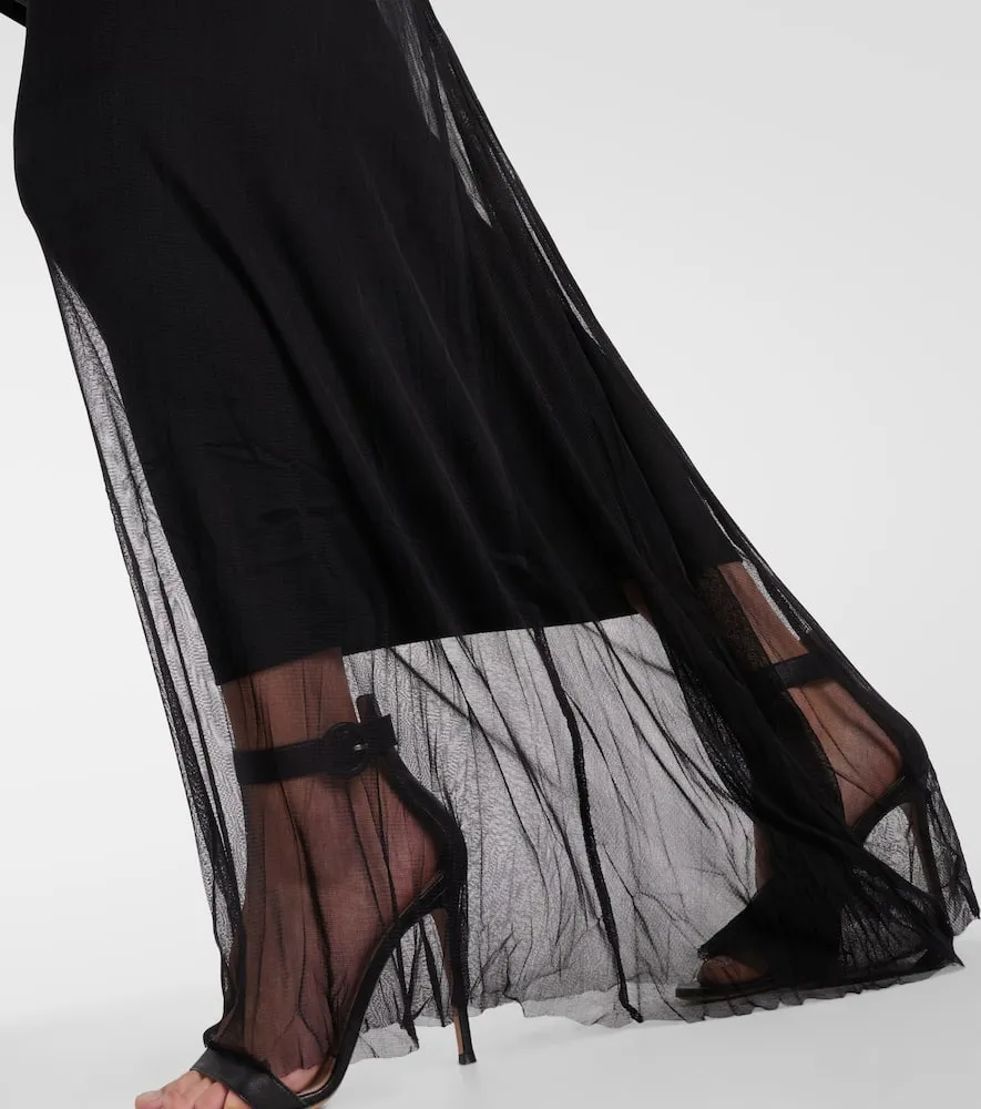 Christopher Esber Veiled off-shoulder silk tulle gown