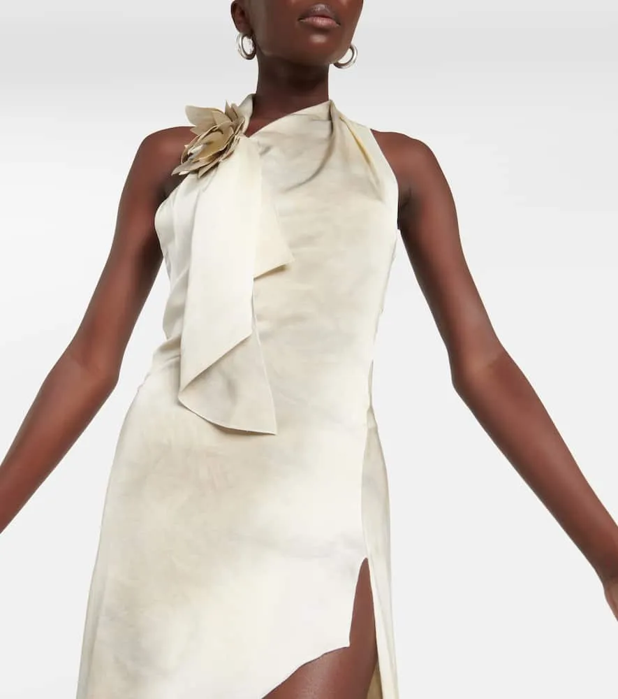 Coperni Floral-appliqué asymmetric gown