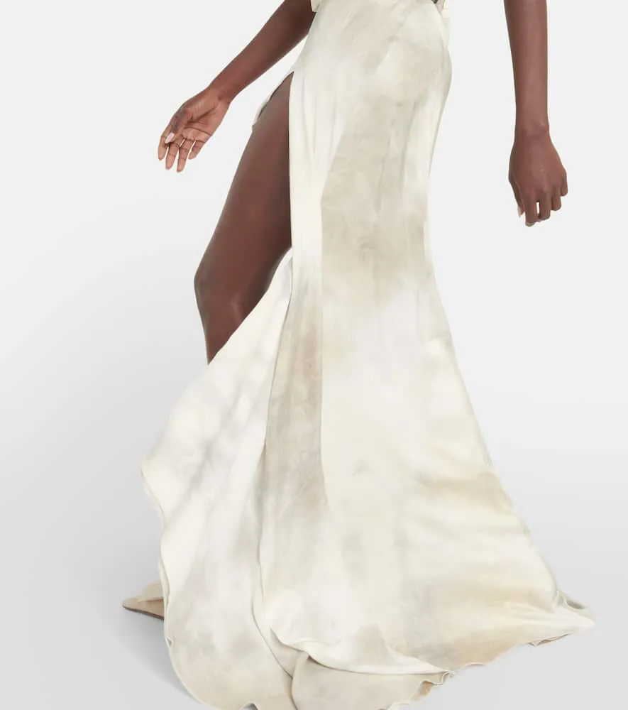 Coperni Floral-appliqué asymmetric gown