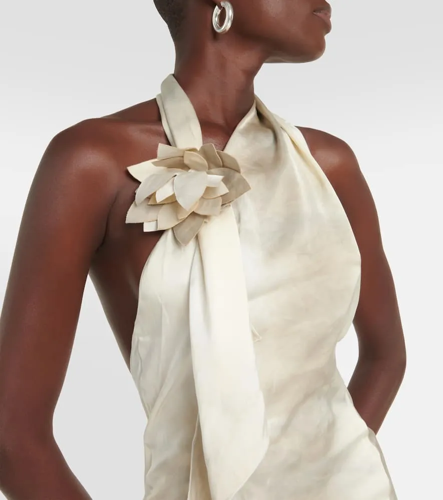Coperni Floral-appliqué asymmetric gown