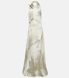 Coperni Floral-appliqué asymmetric gown