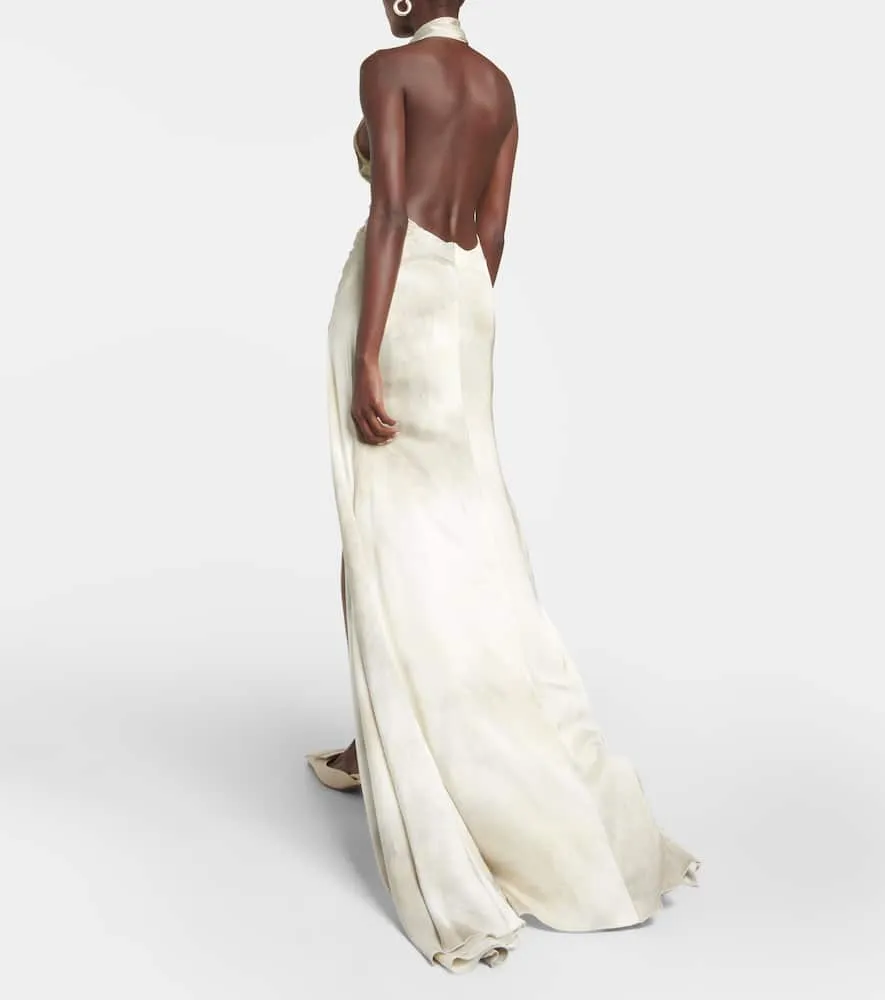 Coperni Floral-appliqué asymmetric gown