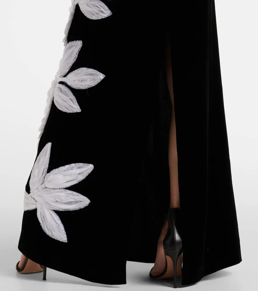 Costarellos Floral appliqu√É¬© Crêpe gown