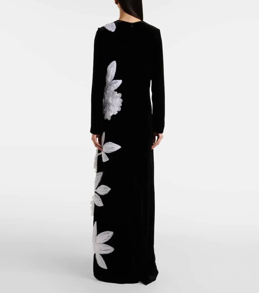 Costarellos Floral appliqu√É¬© Crêpe gown