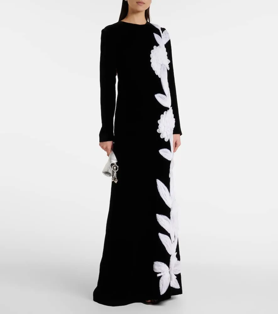 Costarellos Floral appliqu√É¬© Crêpe gown