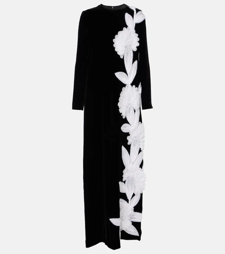 Costarellos Floral appliqu√É¬© Crêpe gown