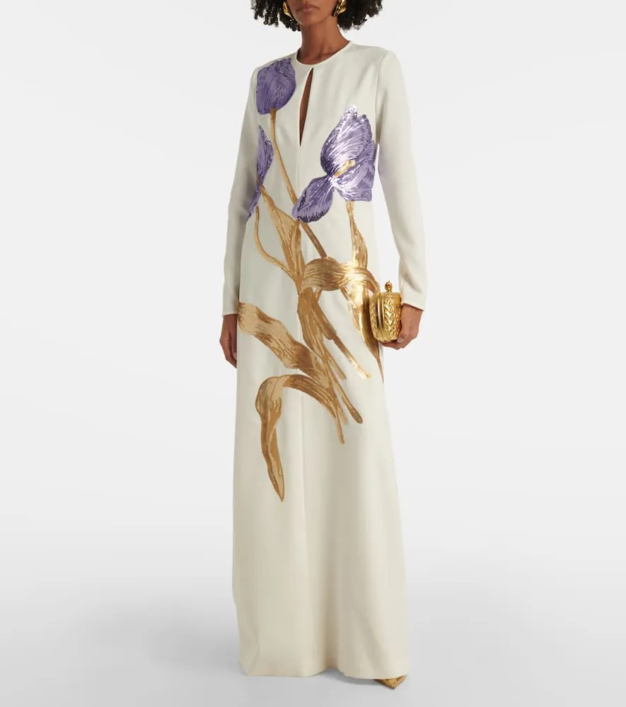 Costarellos Malvina sequined cr√É¬™pe gown